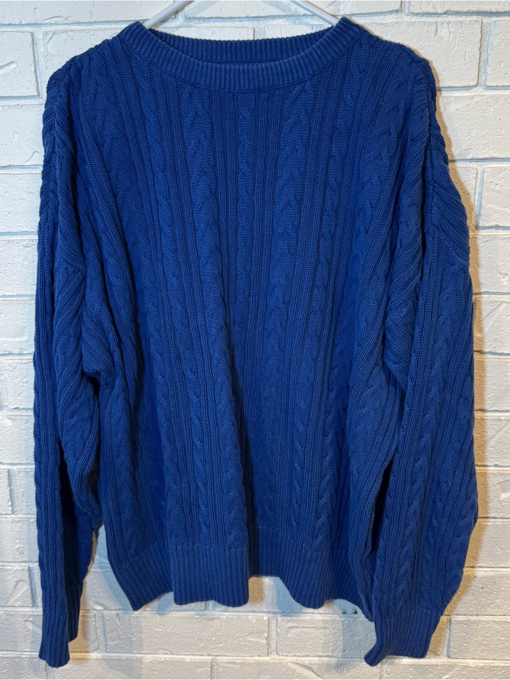 Vintage 90s Gant Blue 100% Cotton Cable Knit Sweater Men’s XL